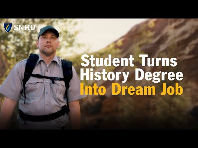 A split image showing a younger John Roos visiting Gettysburg battlefield and an older John Roos in his Park Ranger uniform, illustrating his career transformation through history.