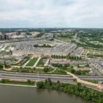 Aerial view of the Pentagon, symbolizing defense and strategic discussions.