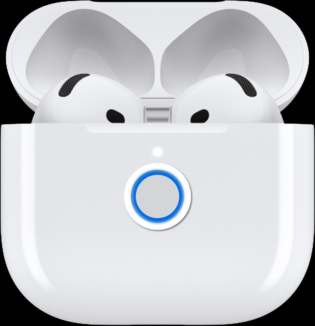 AirPods 4 in their case with the lid open, indicating charging and pairing readiness for optimal device connectivity.