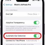 Automatic Ear Detection settings on iPhone