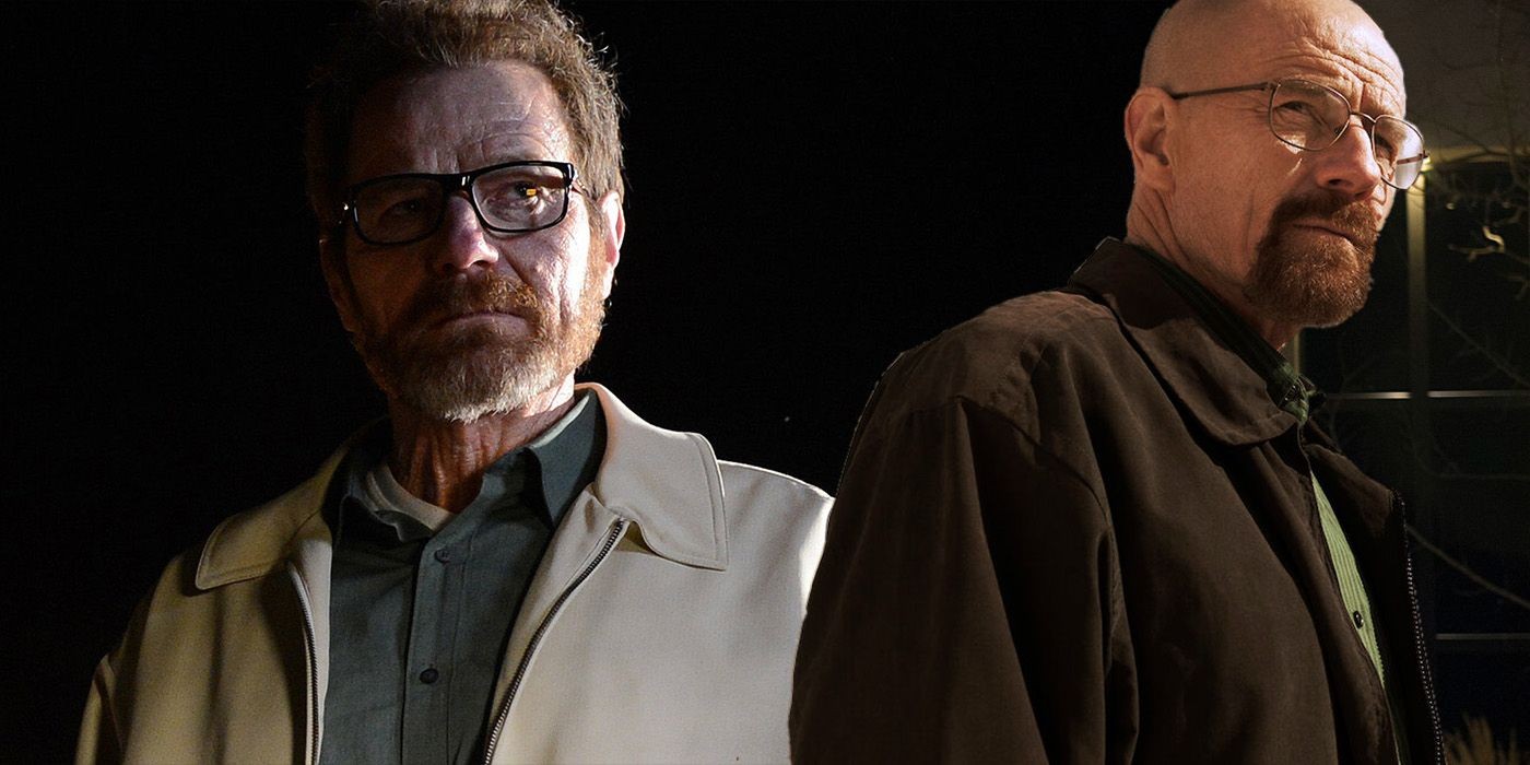 Blended image of Walter White (Bryan Cranston) with hair and bald in Breaking Bad