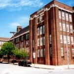 Canton Middle School in Baltimore, Maryland, showcasing typical school architecture and grounds, taken in May 2002.