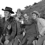 Doug McClure as Trampas with cast of The Virginian