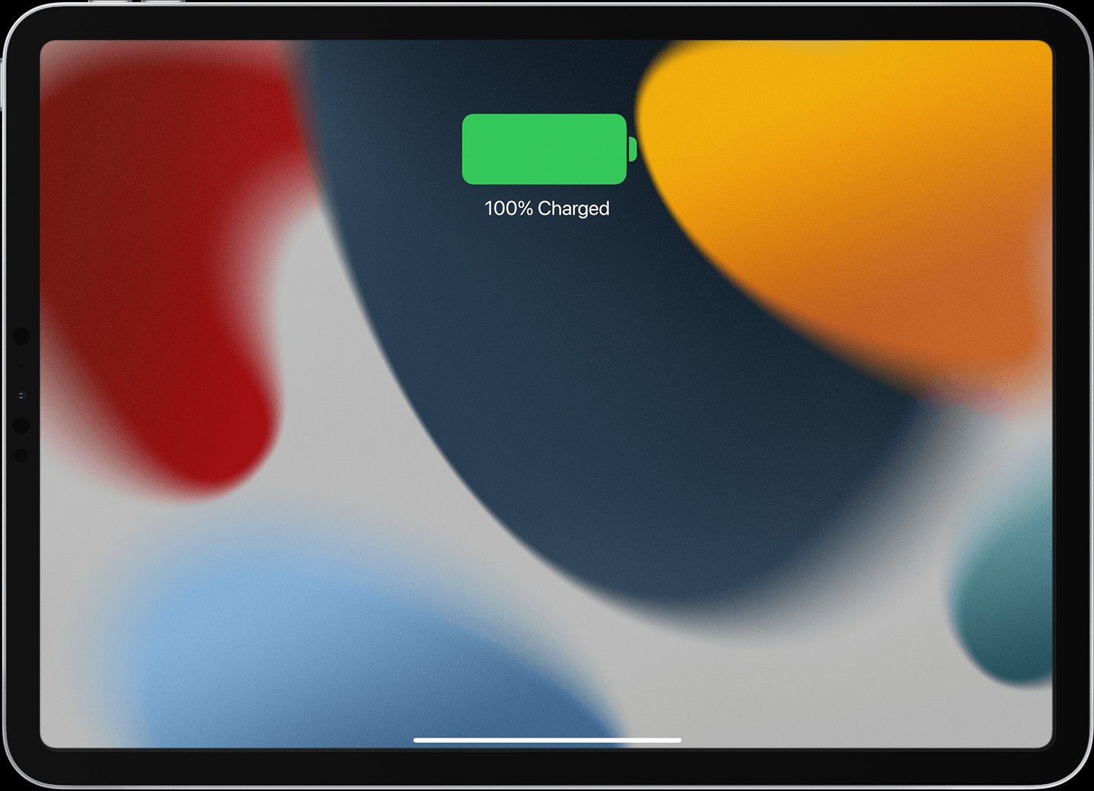 iPad Pro lock screen displaying the charging icon, indicating the device is successfully charging.