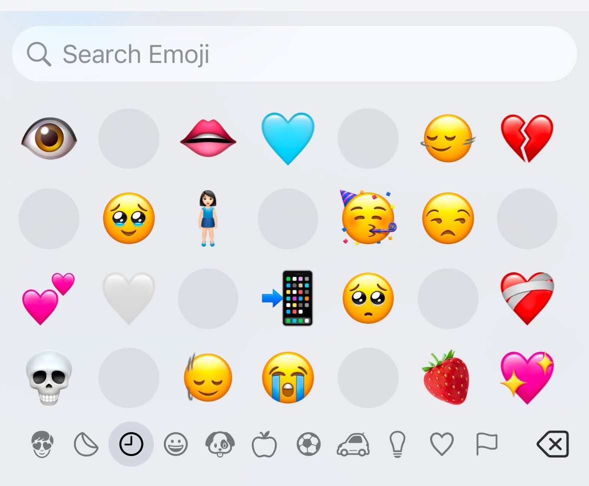 iPhone emoji keyboard glitch: Missing emojis in recent section after iOS update