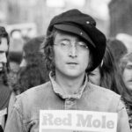 John Lennon at Hyde Park rally, London, 1975