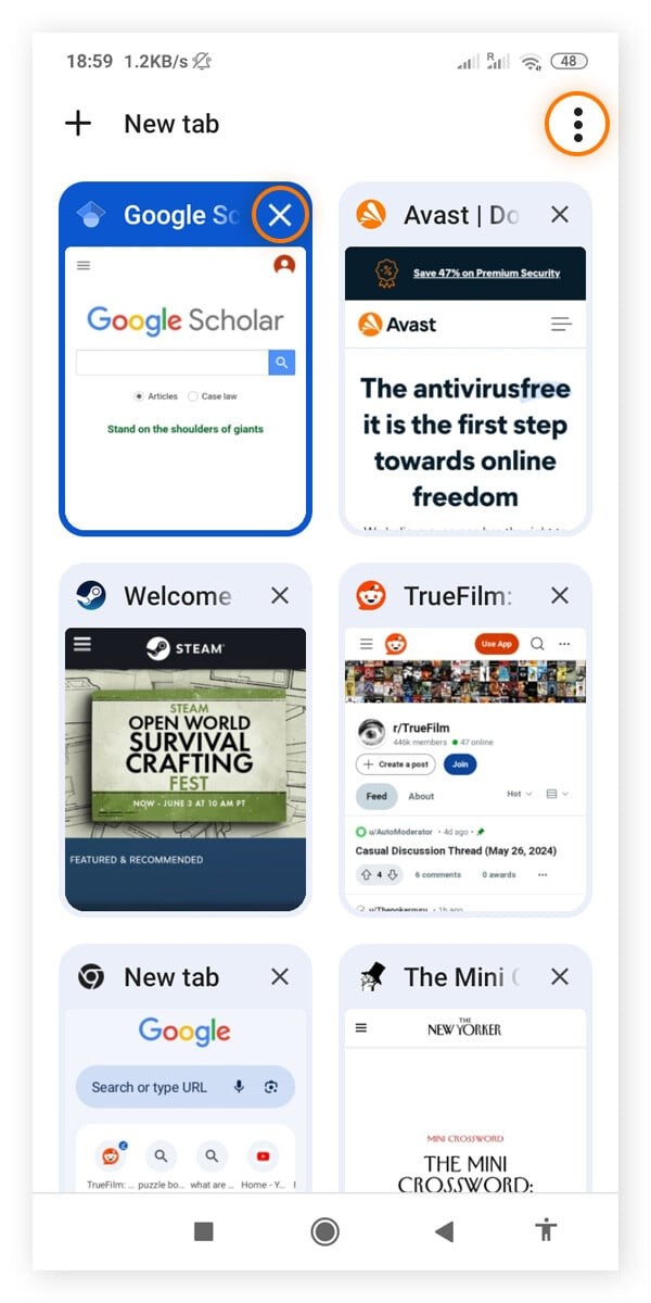 Open tabs on Google Chrome Android