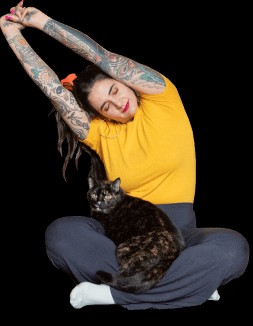 Person stretching in bed, representing waking up, potentially with drool.