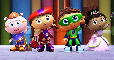 Promotional image of the main characters from the children's educational television show Super Why!