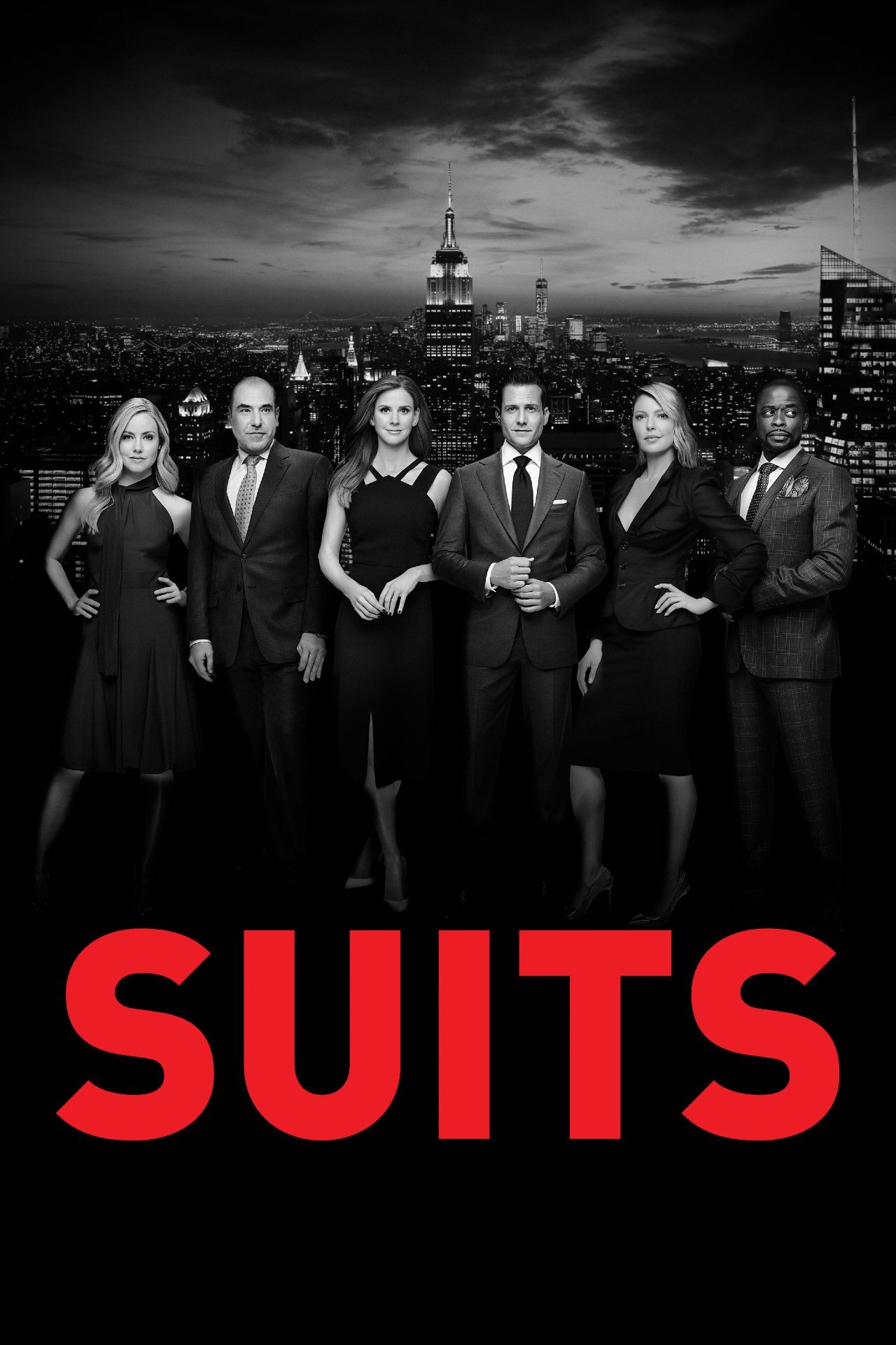 Promotional poster for the TV show Suits, featuring the main cast.