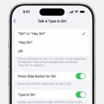 Talk & Type to Siri settings on iPhone showing 'Listen for Hey Siri' toggle