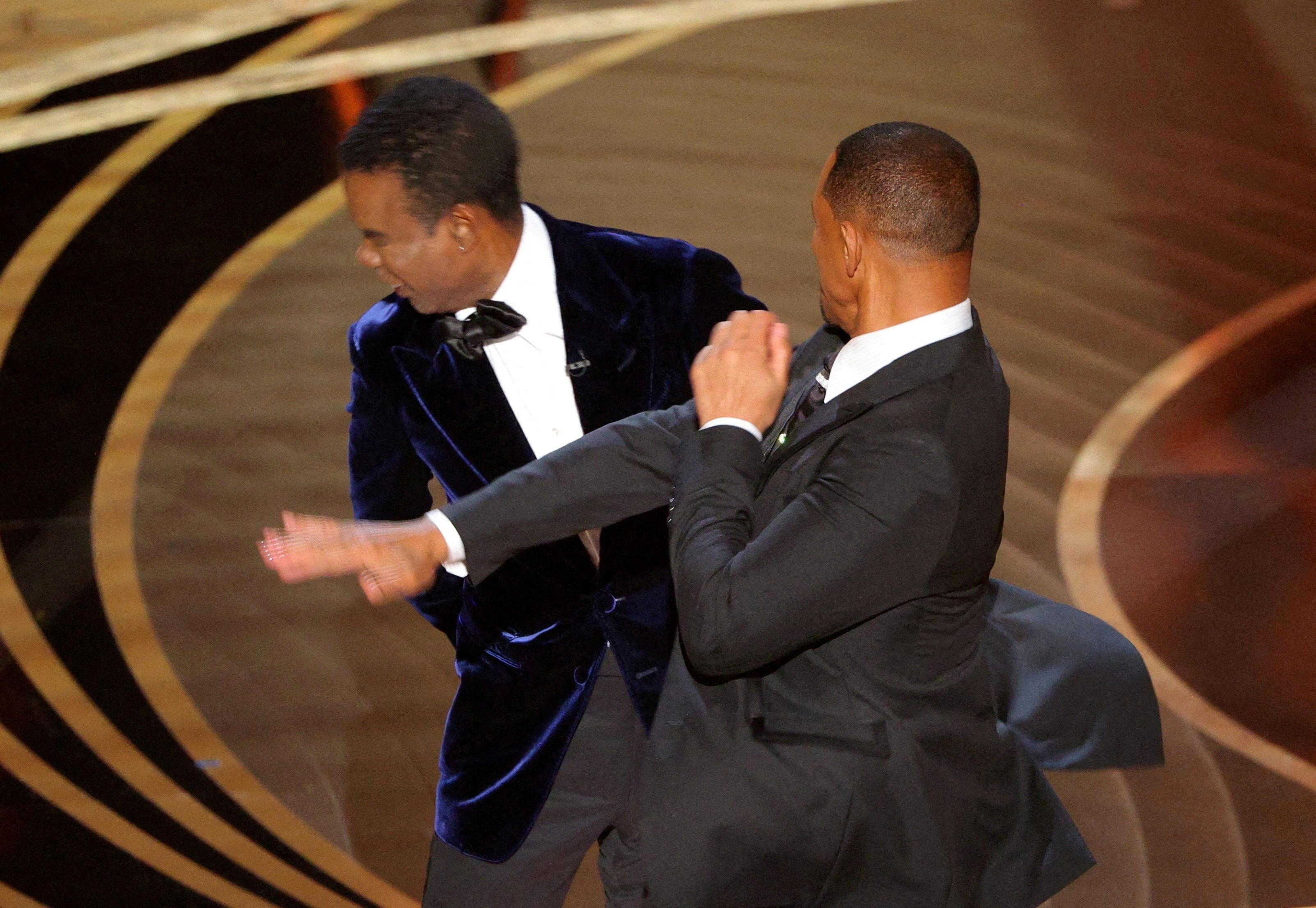 The infamous moment at the 2022 Oscars when Will Smith slapped Chris Rock on stage after a joke about Jada Pinkett Smith.