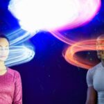 Two people telepathically communicating