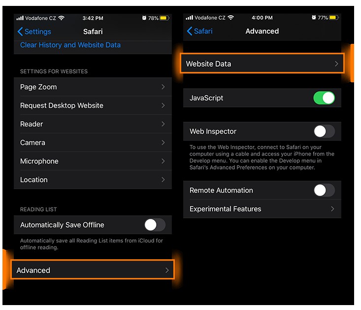 You can choose to leave your browsing history intact when clearing cache on iOS.