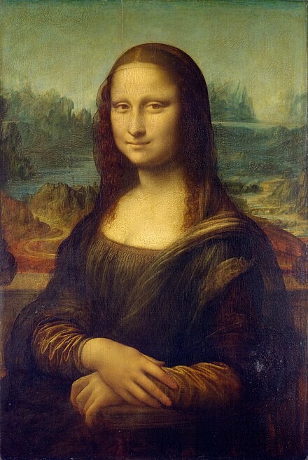Close-up of the Mona Lisa's face, highlighting the sfumato technique and enigmatic smile