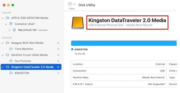 Disk Utility Interface showing First Aid option