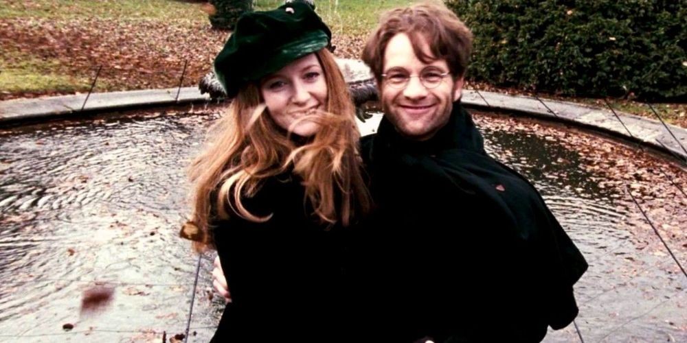 Lily and James Potter smiling warmly, highlighting the love that defied Voldemort