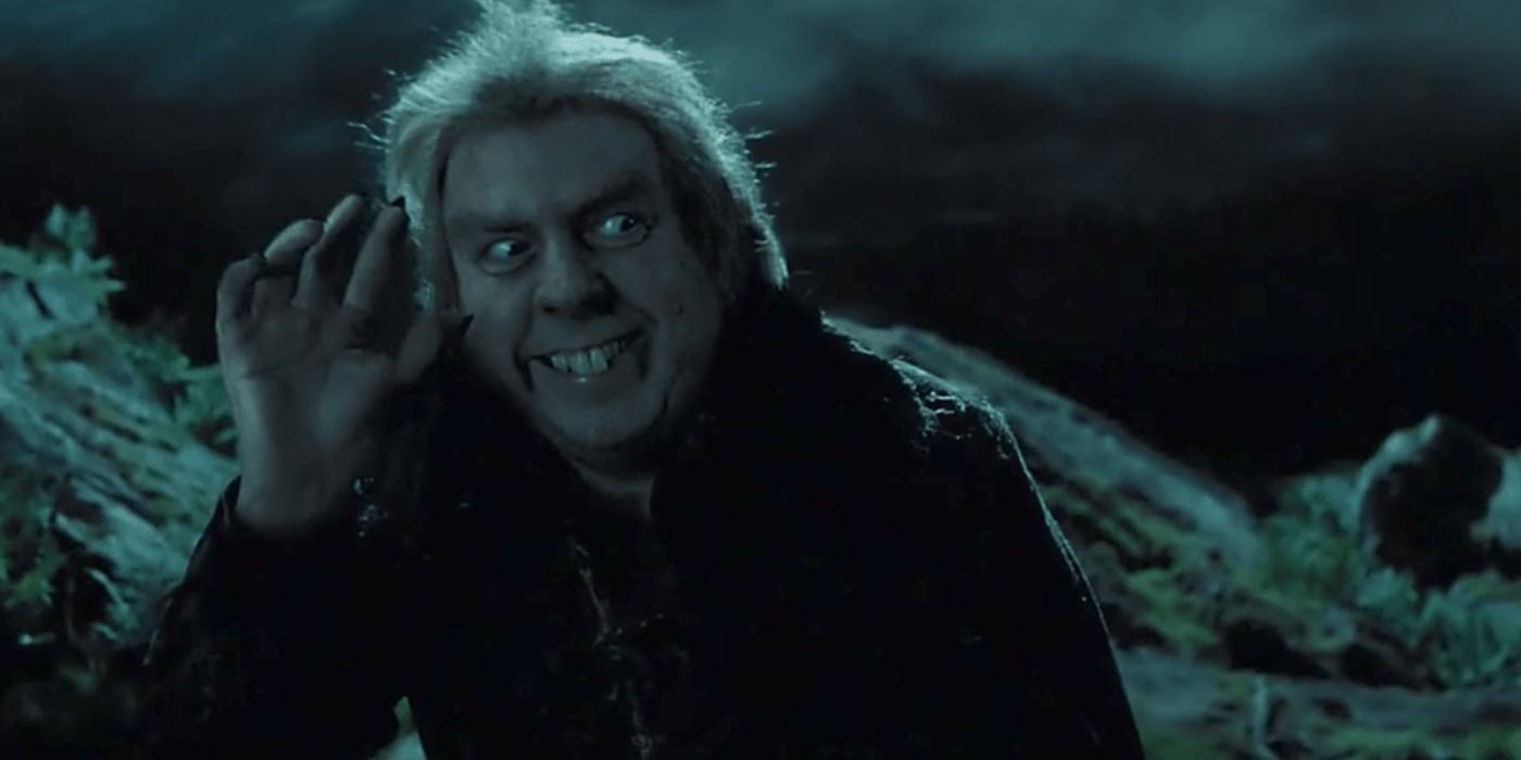 Peter Pettigrew looking shifty, embodying his treacherous nature