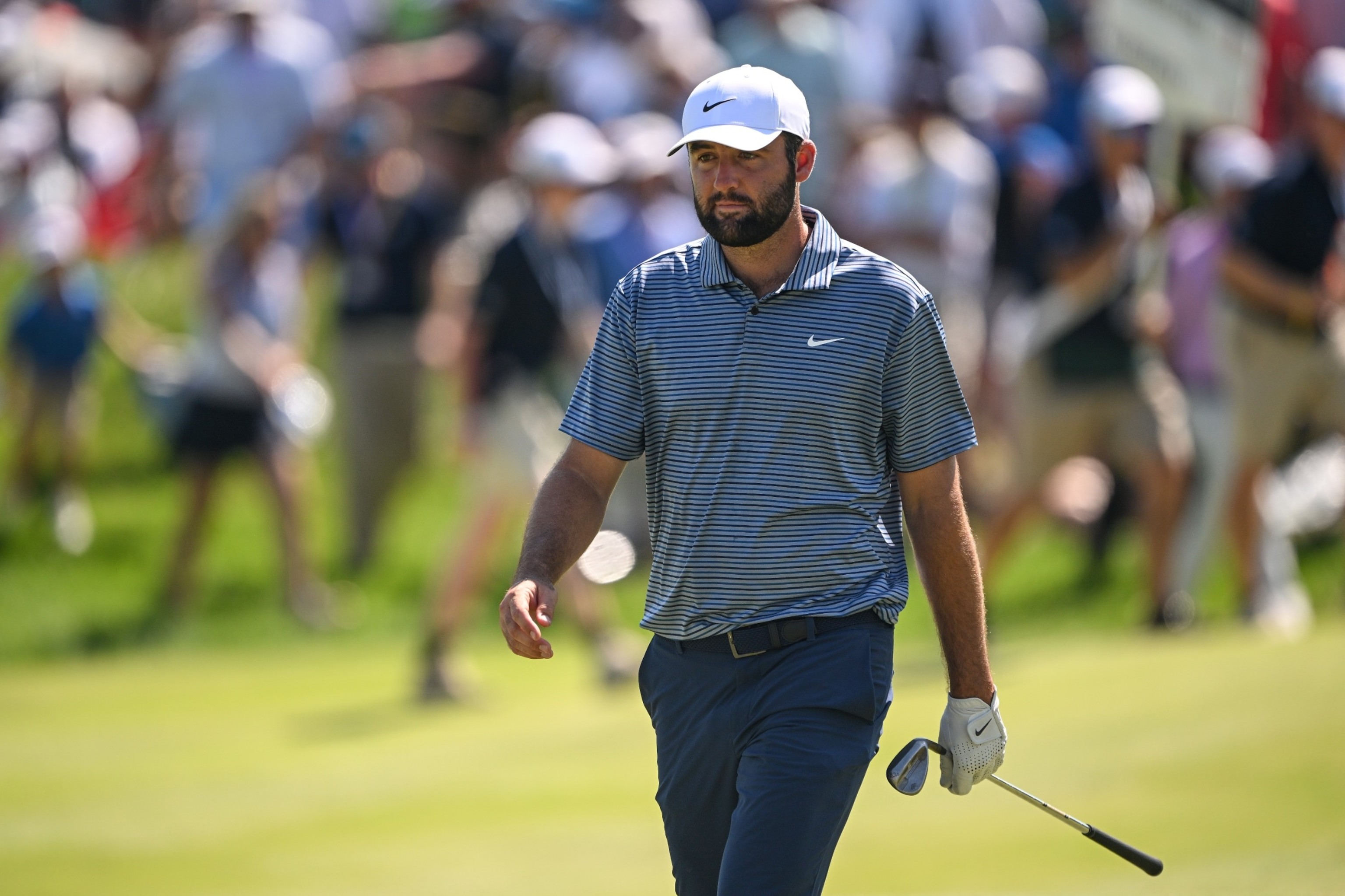 Scottie Scheffler walks the 18th fairway during the final round of the 2024 PGA Championship