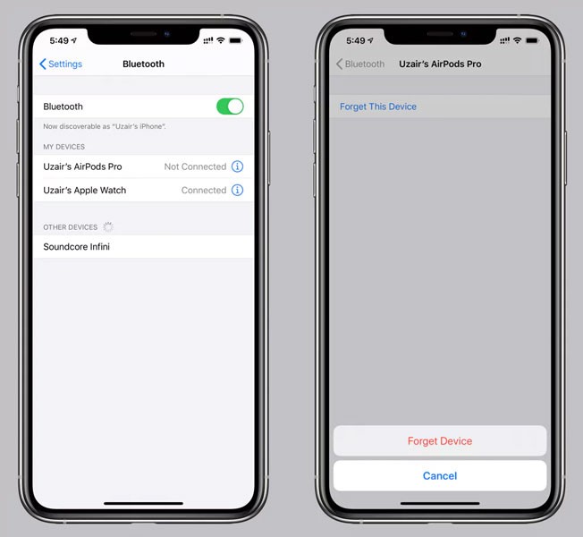 Unpairing AirPods to resolve Bluetooth connectivity problems