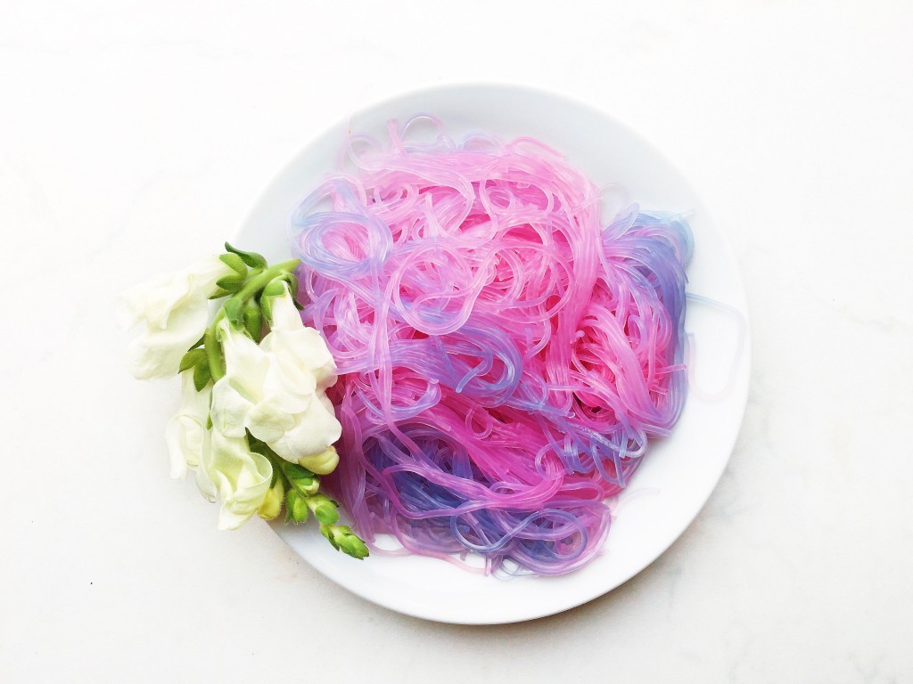 Purple Cabbage Noodles Soaking